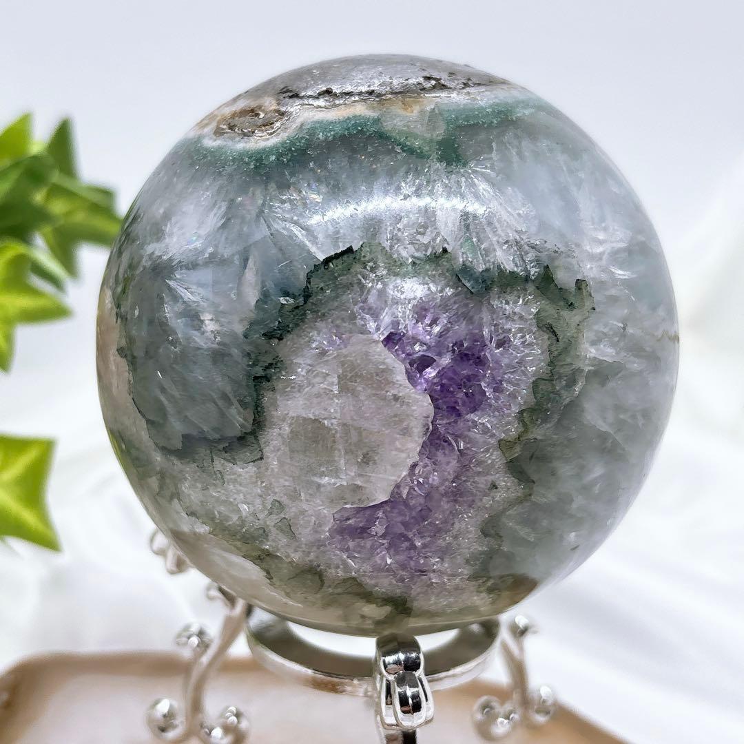 【天然石】希少！グリーンアメジストロスフィア 大玉81ミリ