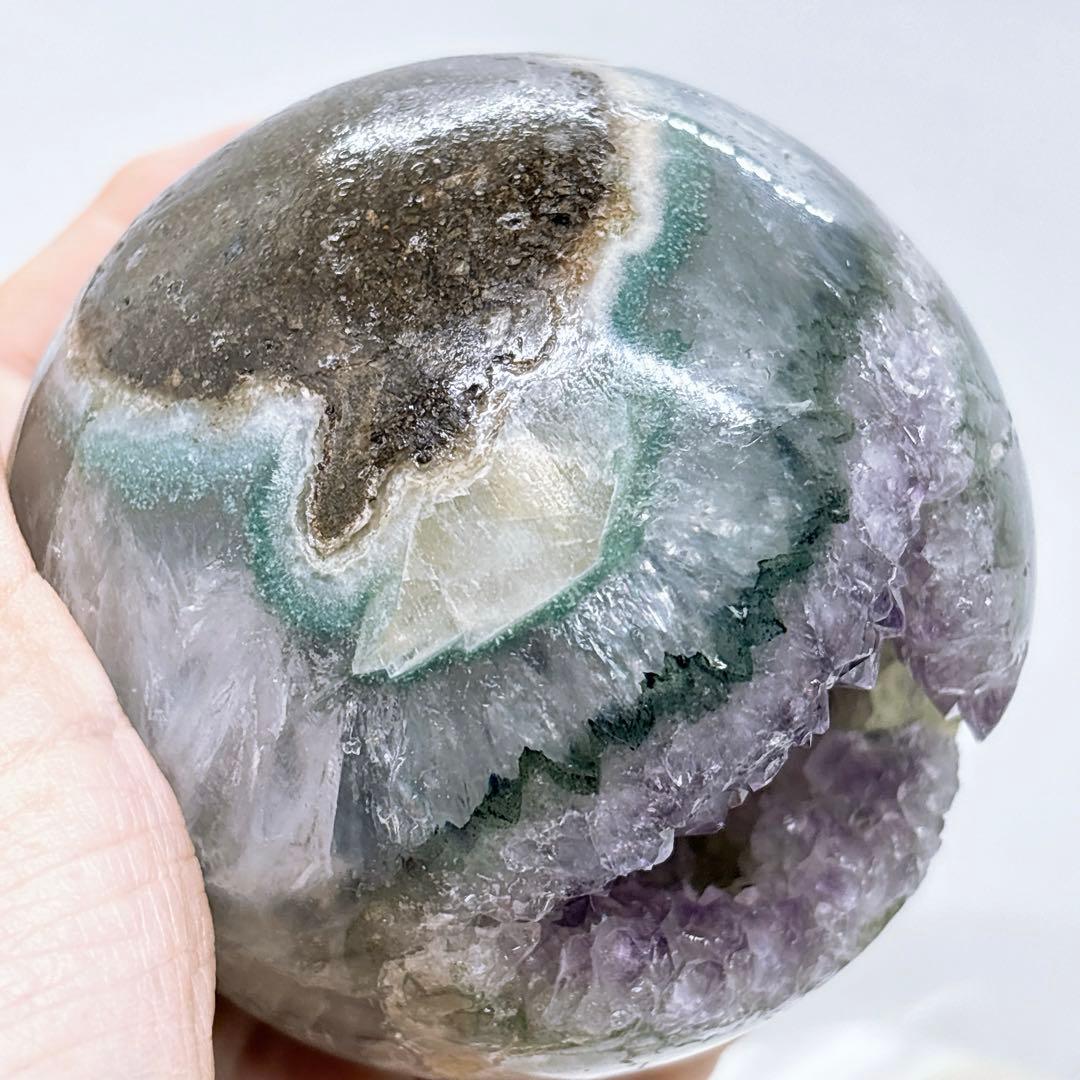 【天然石】希少！グリーンアメジストロスフィア 大玉81ミリ