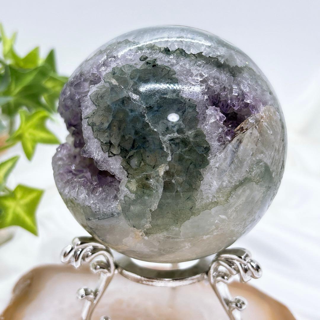 【天然石】希少！グリーンアメジストロスフィア 大玉81ミリ