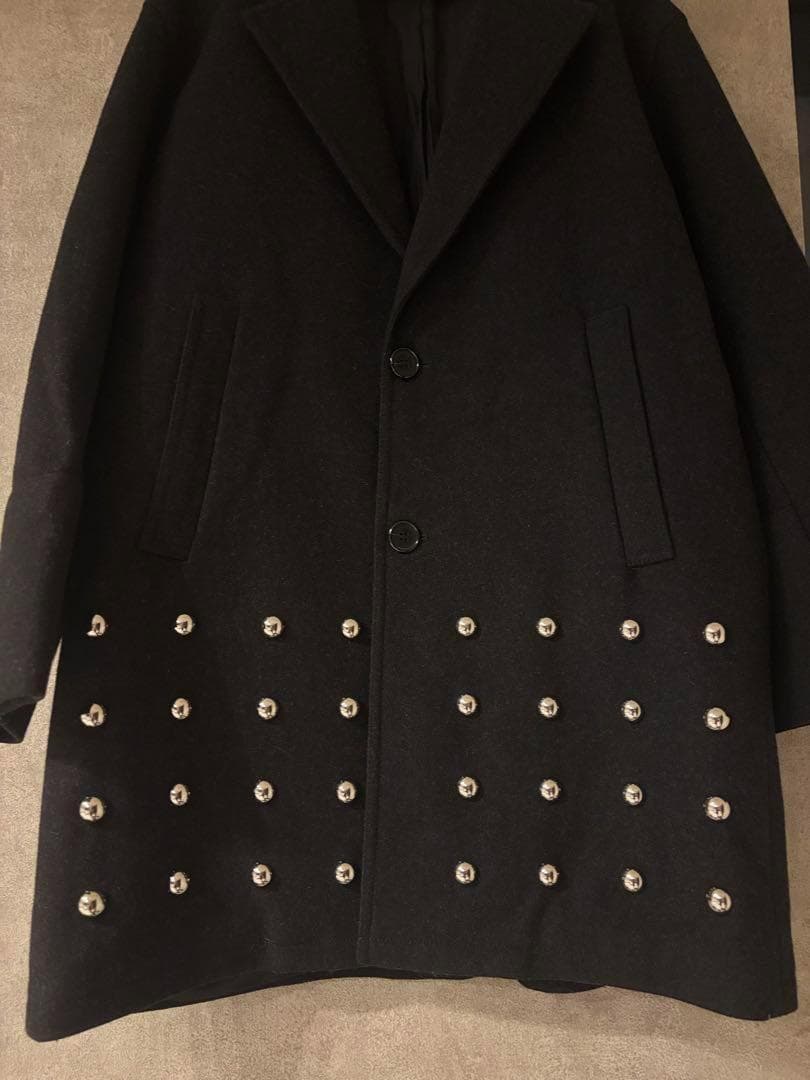 DIESEL WALLEROY　スタッズウールチェスターコート　36　黒　美品