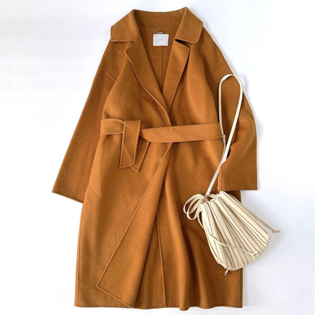 美品⁑ Liyoca リヨカ　ウールリバーガウンコート　キャメルブラウン　羽織り