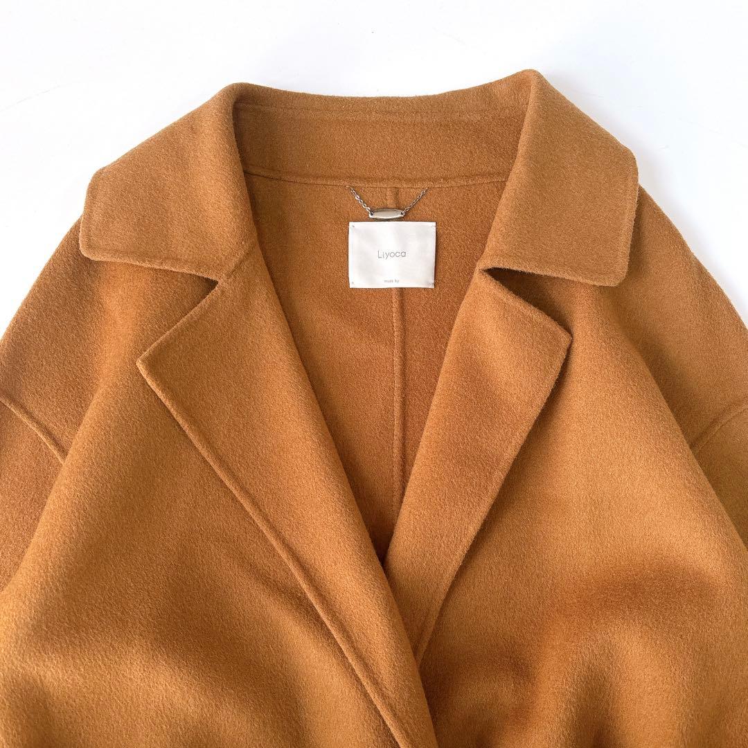 美品⁑ Liyoca リヨカ　ウールリバーガウンコート　キャメルブラウン　羽織り