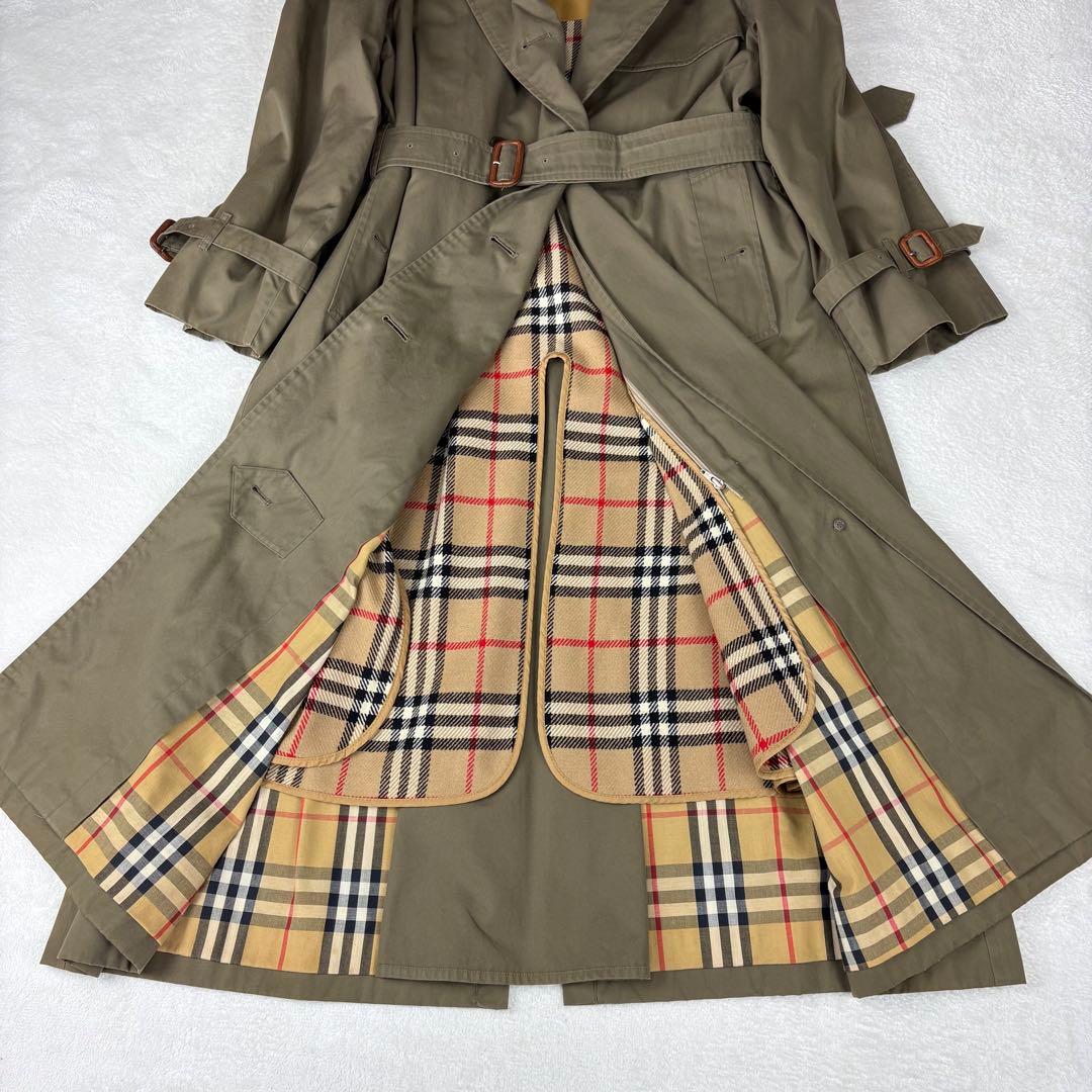 着丈117 バーバリー ダブル トレンチコート ライナー ノバチェック ベルト
