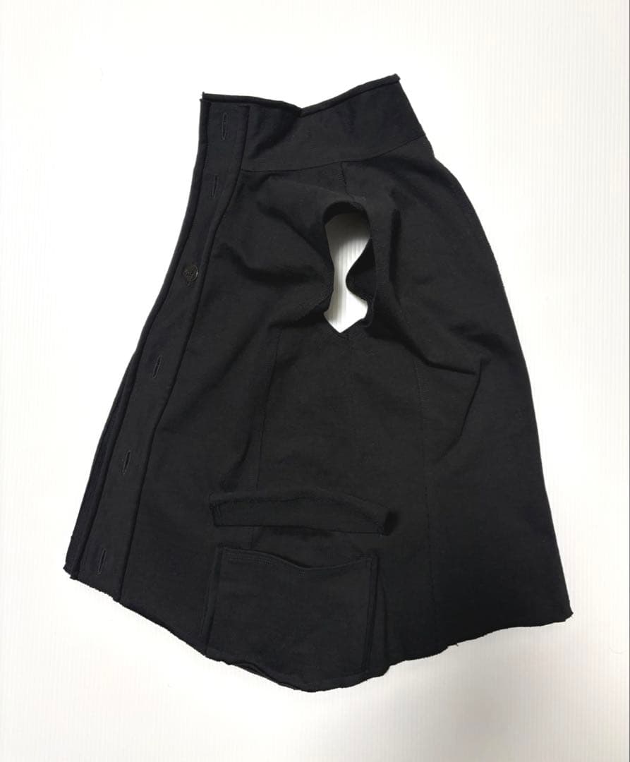 JURGEN LEHLヨーガンレール　スウェットベスト 切りっぱなし　染め黒　綿