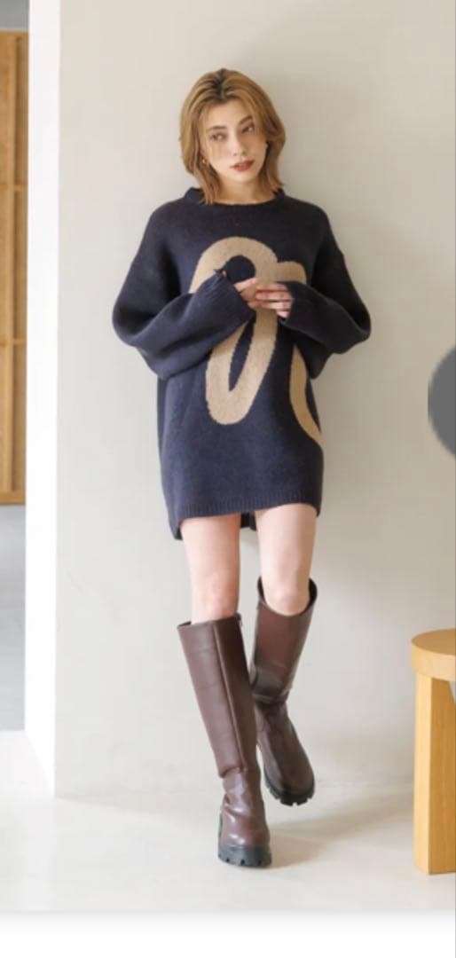 【未使用】NAPTIME ニットワンピース　M ネイビー　2025FW