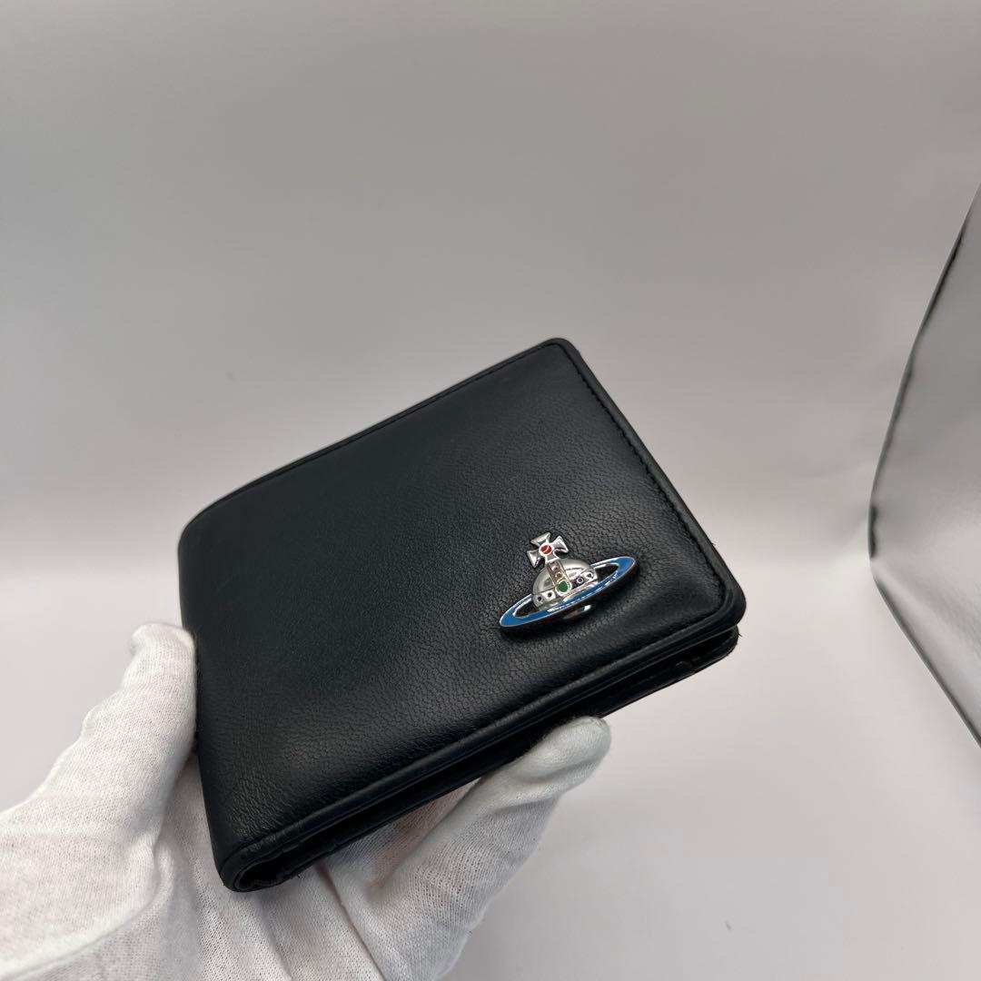 vivienne westwood 二つ折り財布　ブラック　EMMA ブルー