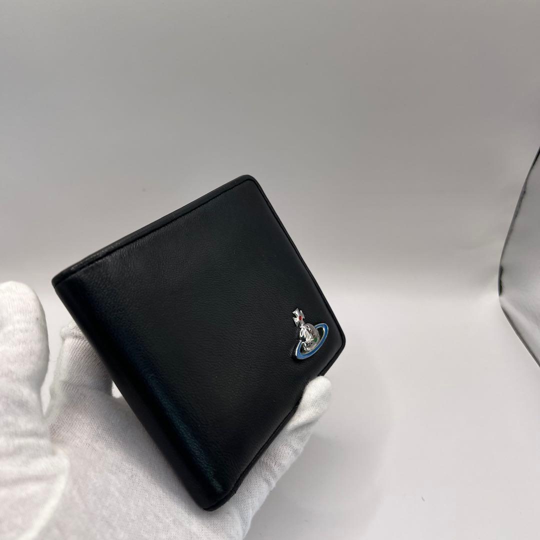 vivienne westwood 二つ折り財布　ブラック　EMMA ブルー