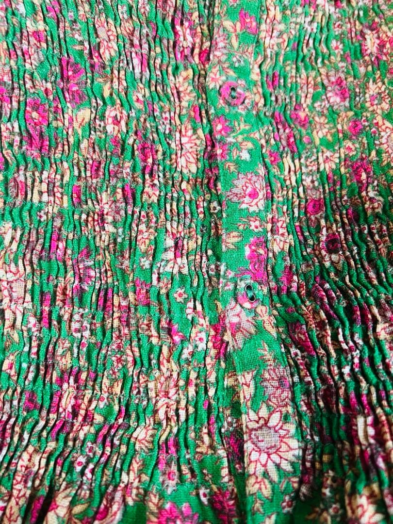 Bonjour diary ボンジュールダイアリー グリーン　花柄ブラウス