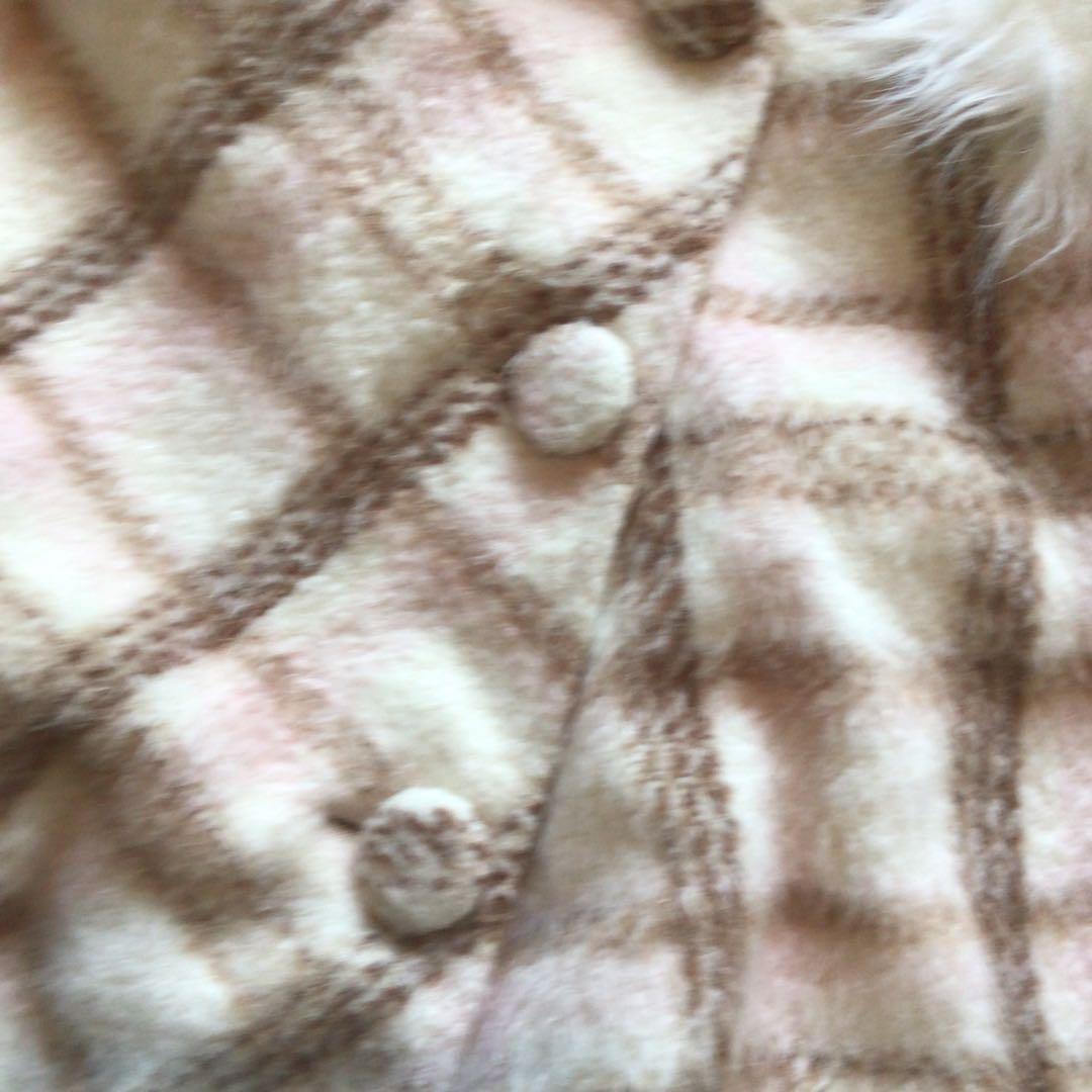 y2k LIZ LISAリズリサ　希少チェックファーポンチョ　グランジ　姫ギャル