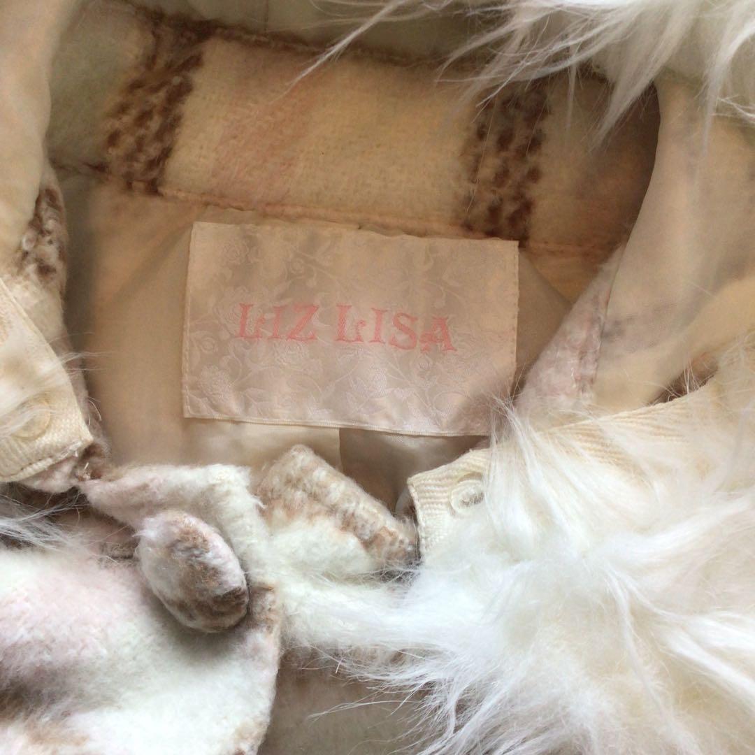 y2k LIZ LISAリズリサ　希少チェックファーポンチョ　グランジ　姫ギャル