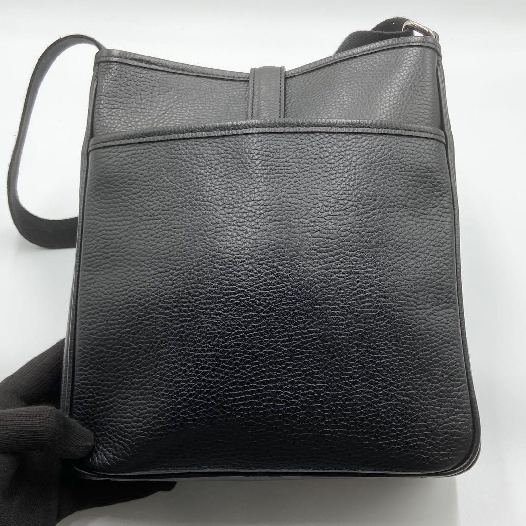 極美品　バーバリー　ショルダーバッグ　ノバチェック　ロゴ刻印　レザー　ブラック