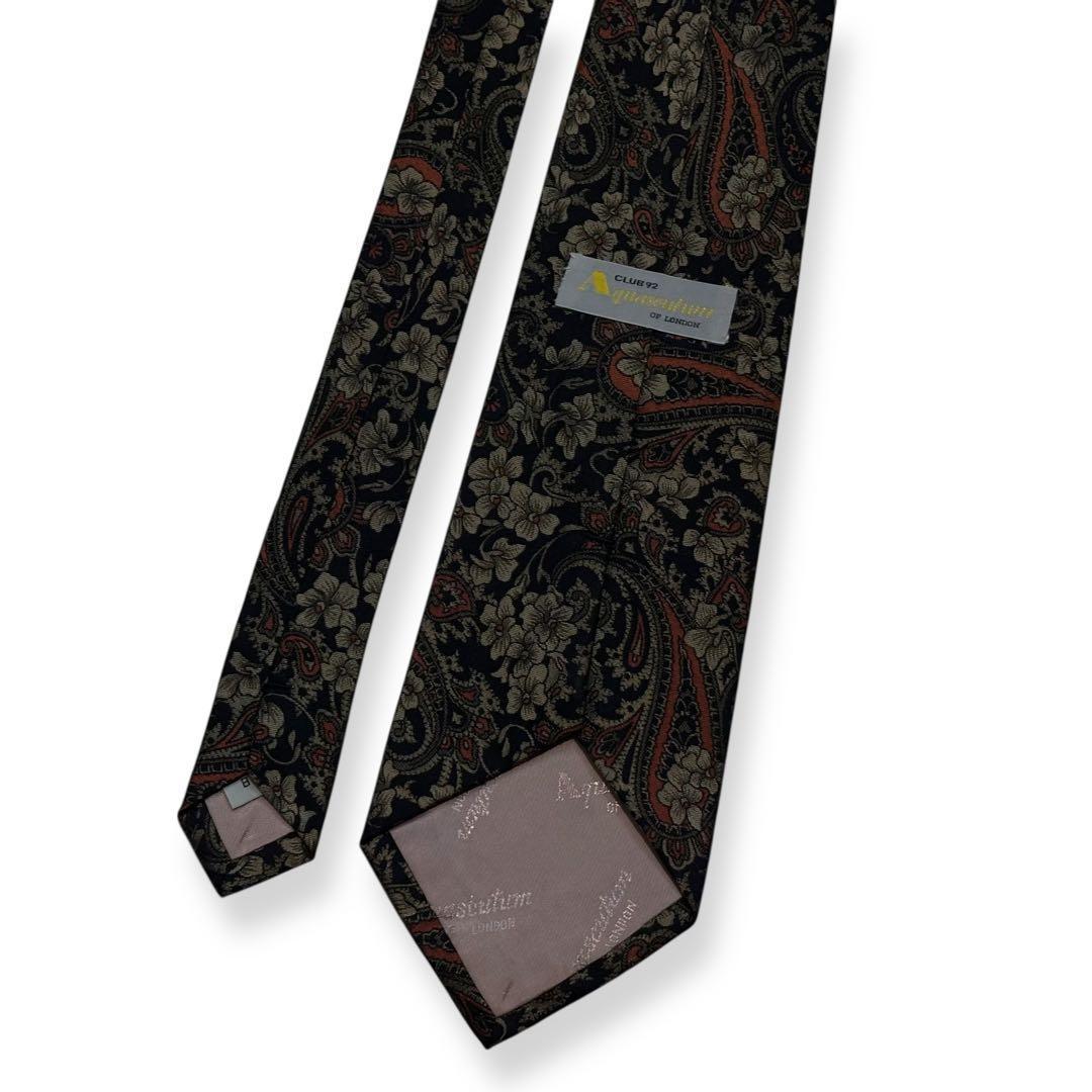 極美品✨Aquascutum ネクタイ　アクアスキュータム　ペイズリーブラック