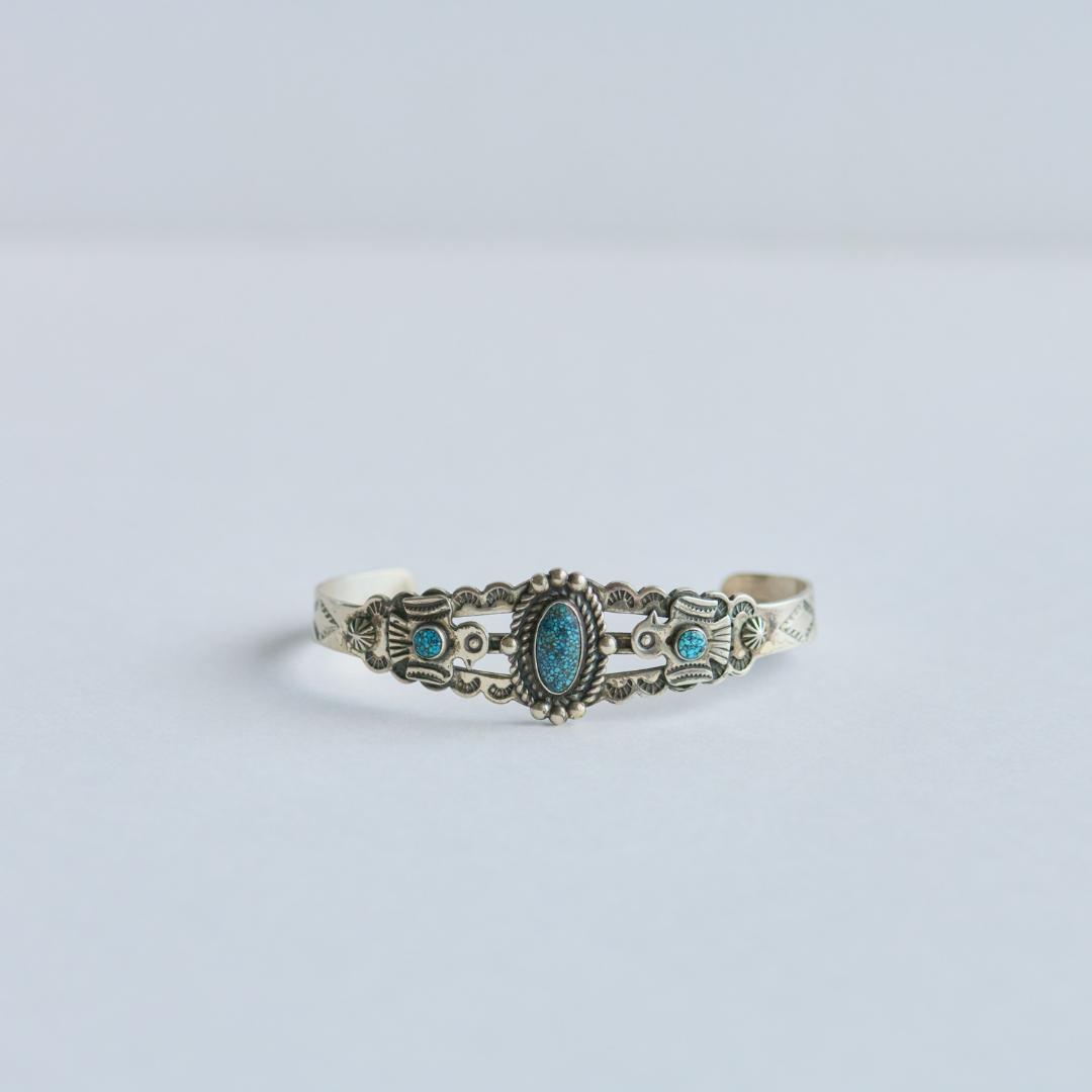 【J739】ヴィンテージ　ナバホ　ターコイズ　バングル　ヴィンテージ