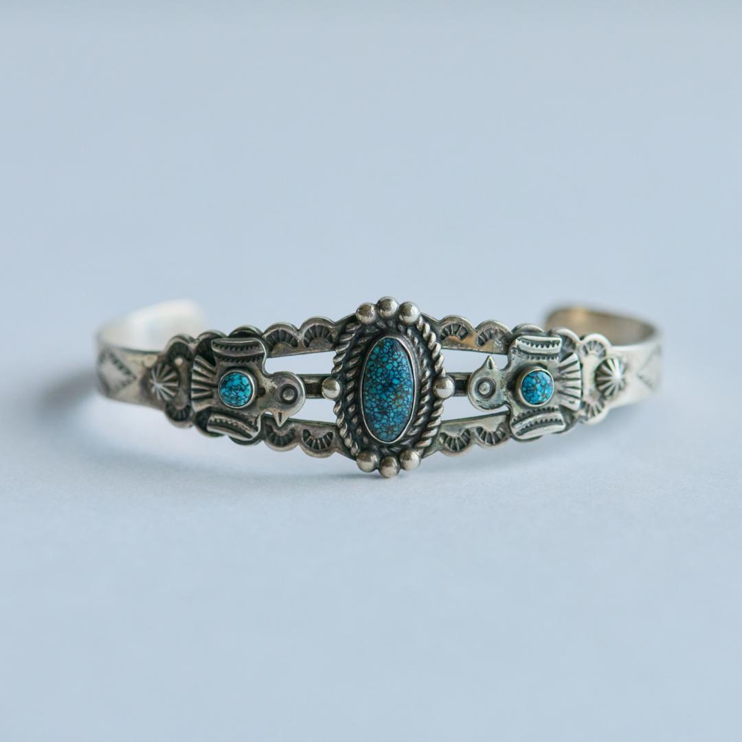 【J739】ヴィンテージ　ナバホ　ターコイズ　バングル　ヴィンテージ