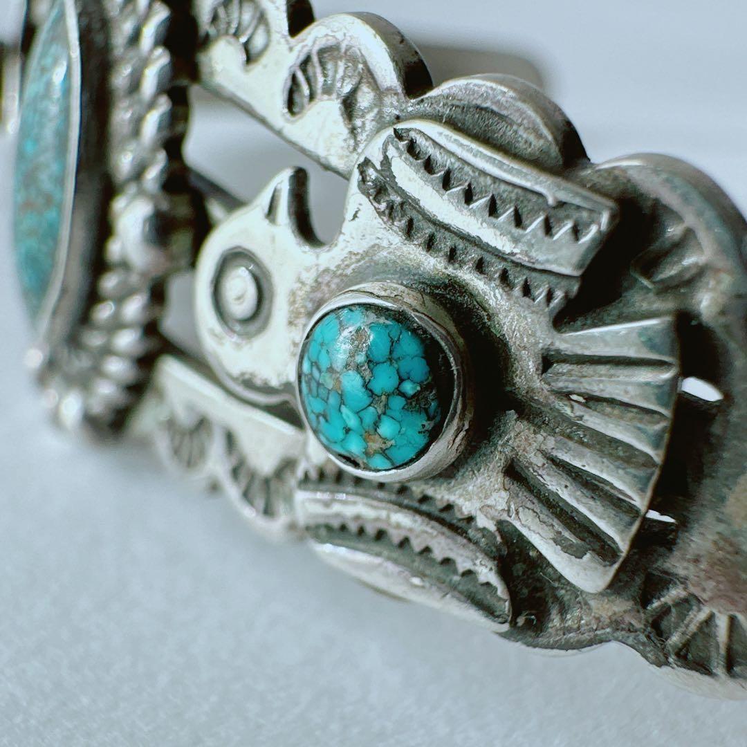 【J739】ヴィンテージ　ナバホ　ターコイズ　バングル　ヴィンテージ