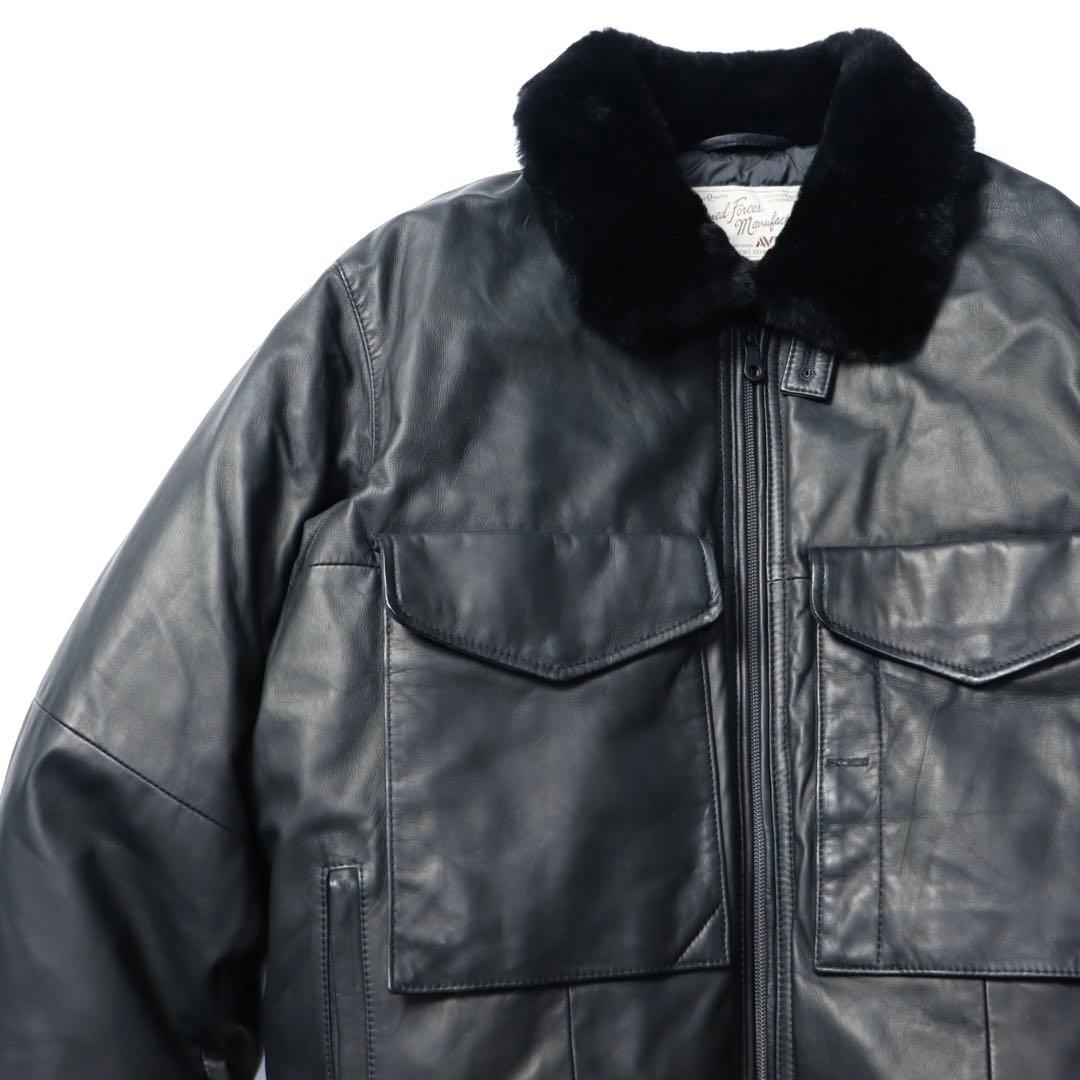 美品　AVIREX アヴィレックス　ラム ジャケット　本革　ダウンジャケット　黒