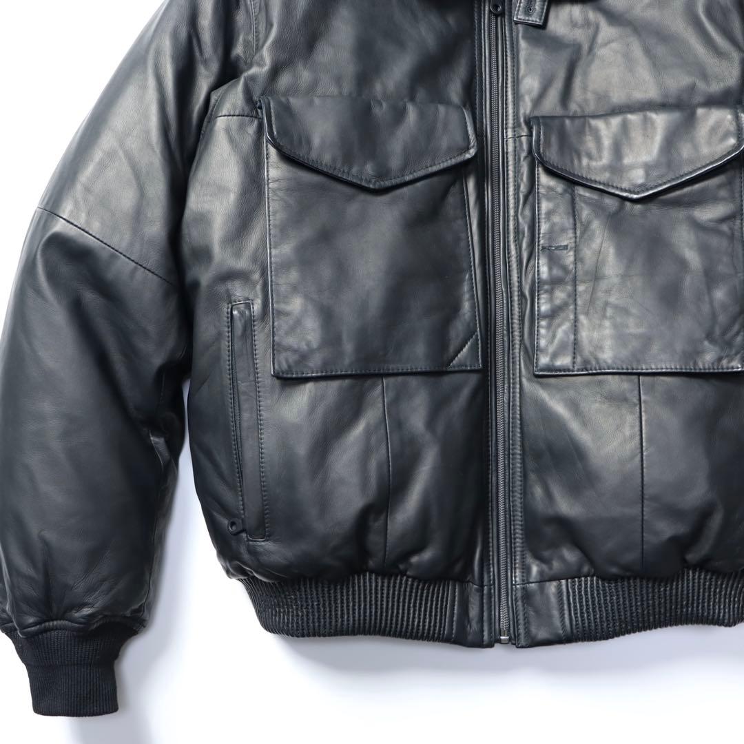 美品　AVIREX アヴィレックス　ラム ジャケット　本革　ダウンジャケット　黒