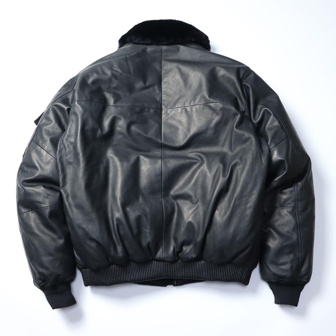 美品　AVIREX アヴィレックス　ラム ジャケット　本革　ダウンジャケット　黒
