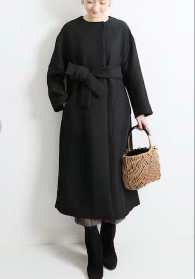 ヴェルメイユ パー イエナ メルトン テント ライン コート ロング リボン