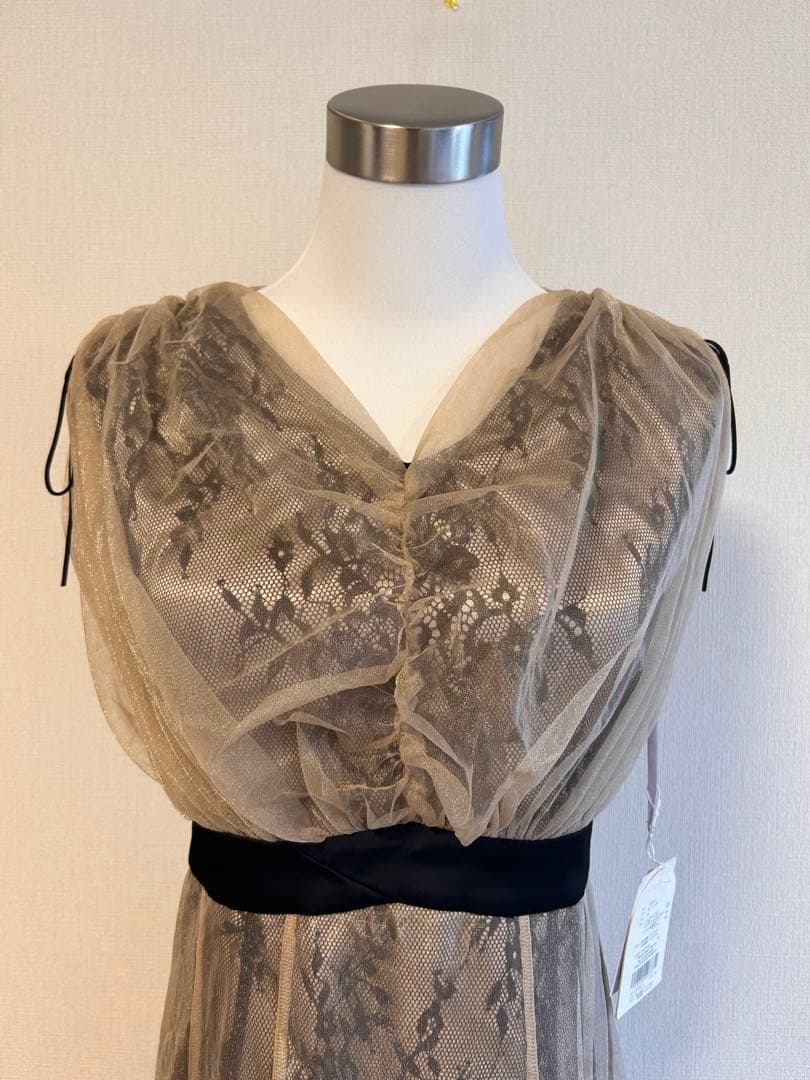 ♥パーティードレス 結婚式 お呼ばれ二次会 ノースリーブフォーマルラメチュール