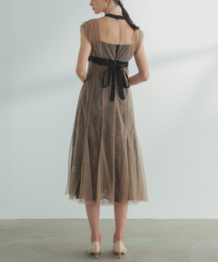 ♥パーティードレス 結婚式 お呼ばれ二次会 ノースリーブフォーマルラメチュール