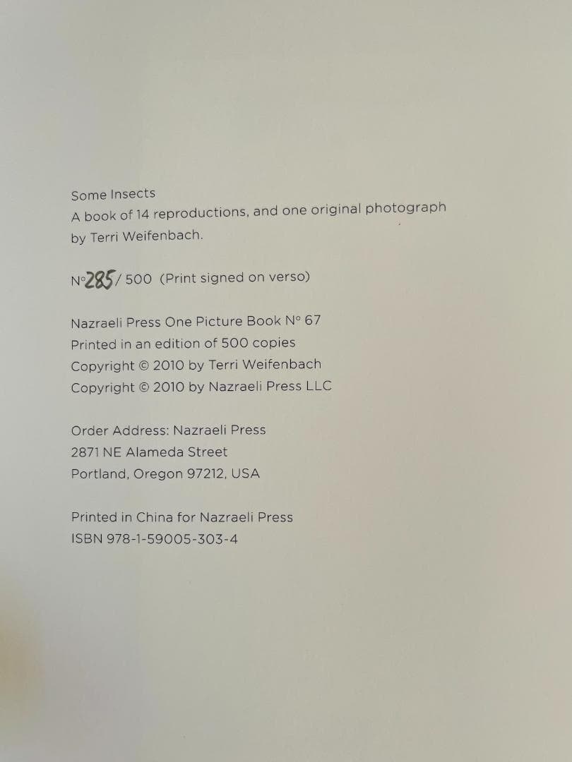 新同品 サイン入りプリント付『Some Insects』テリ・ワイフェンバック