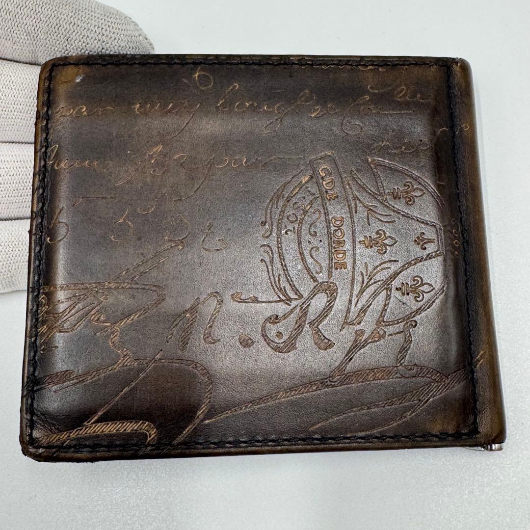 ベルルッティ カリグラフィ レザー マネークリップ カードケース 2つ折り財布