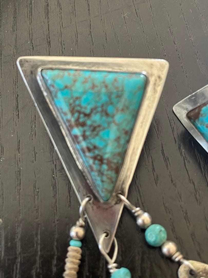 ヴィンテージ ターコイズ ピアス Silver925 アーティストサイン入り