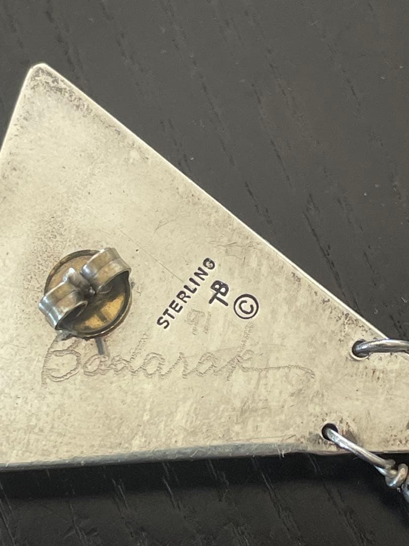 ヴィンテージ ターコイズ ピアス Silver925 アーティストサイン入り