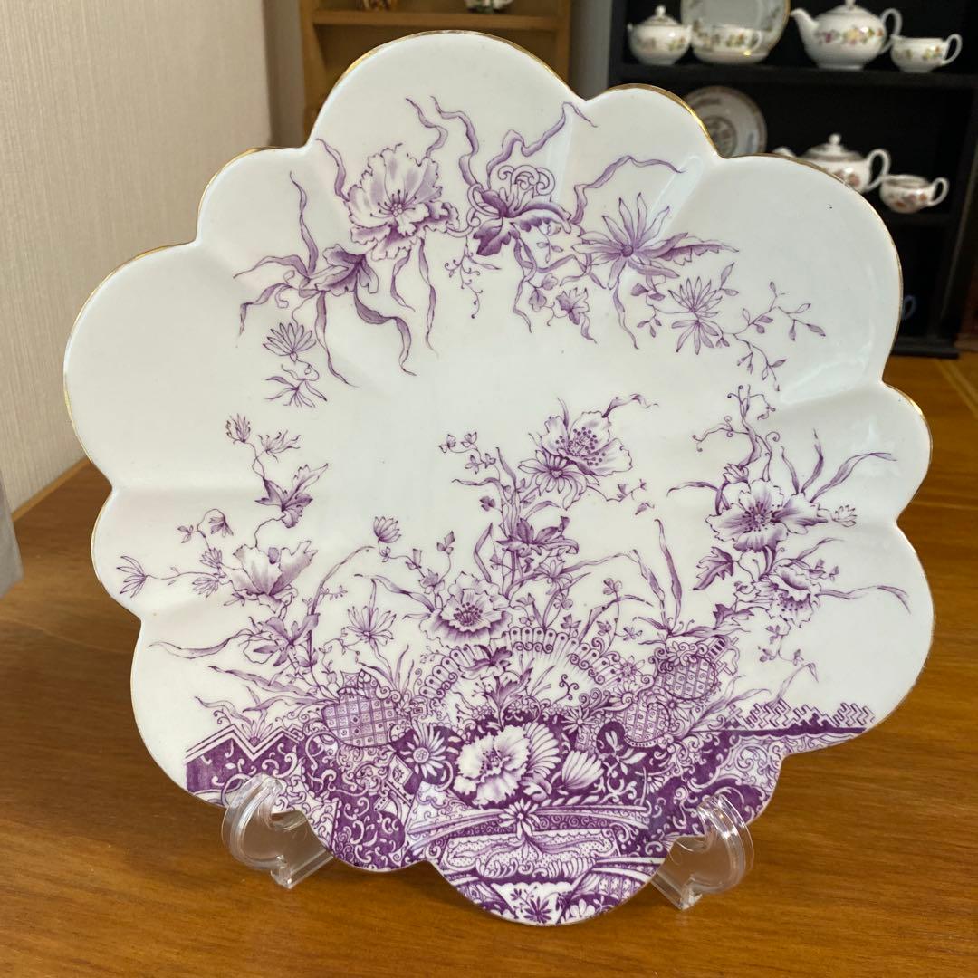 ワイルマン　フォリー　パープル　フラワー　デイジーシェイプ　23cm プレート