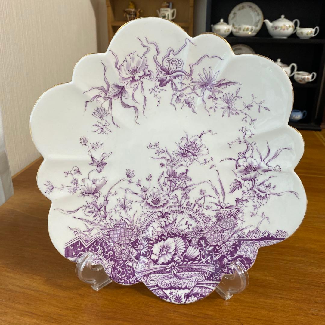 ワイルマン　フォリー　パープル　フラワー　デイジーシェイプ　23cm プレート