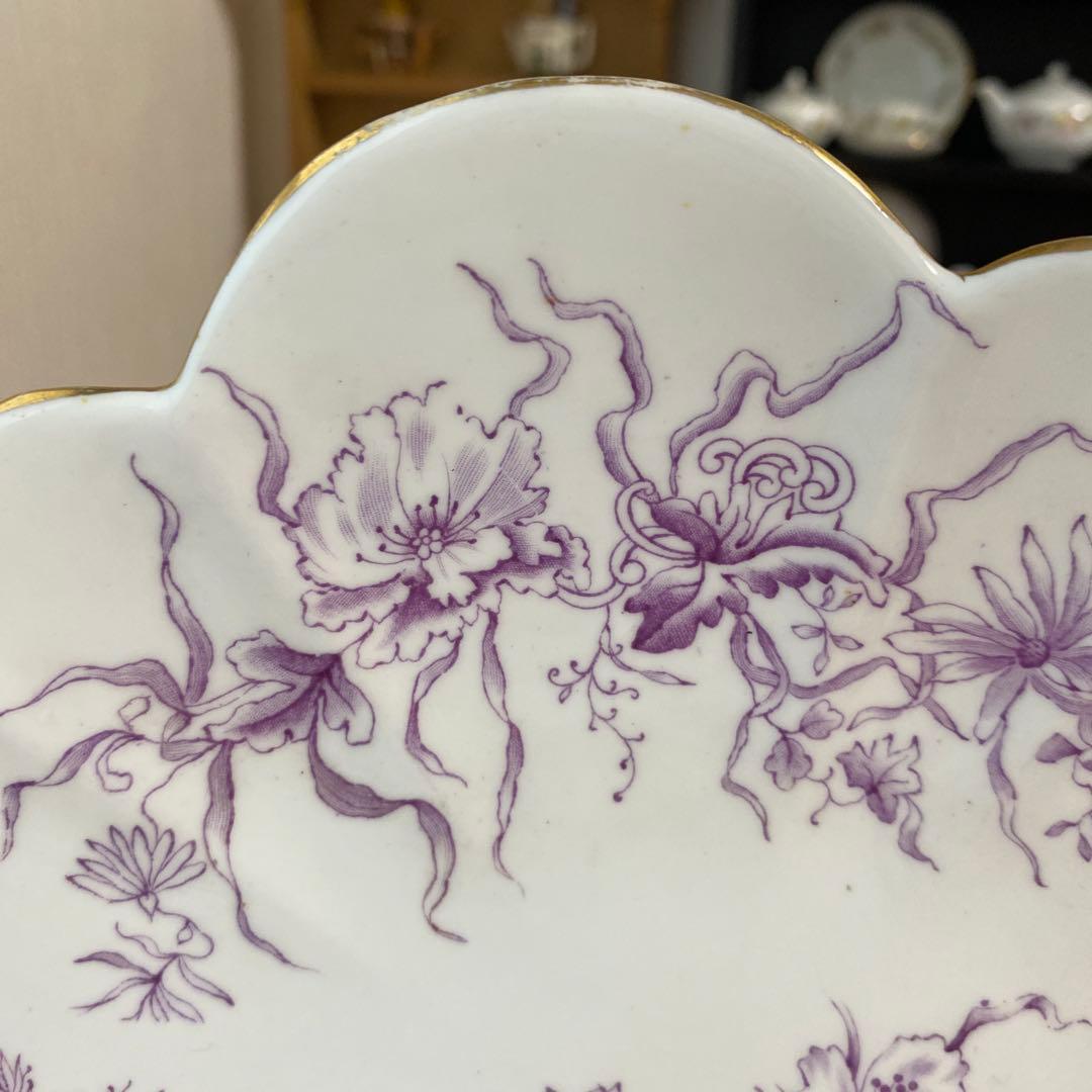 ワイルマン　フォリー　パープル　フラワー　デイジーシェイプ　23cm プレート