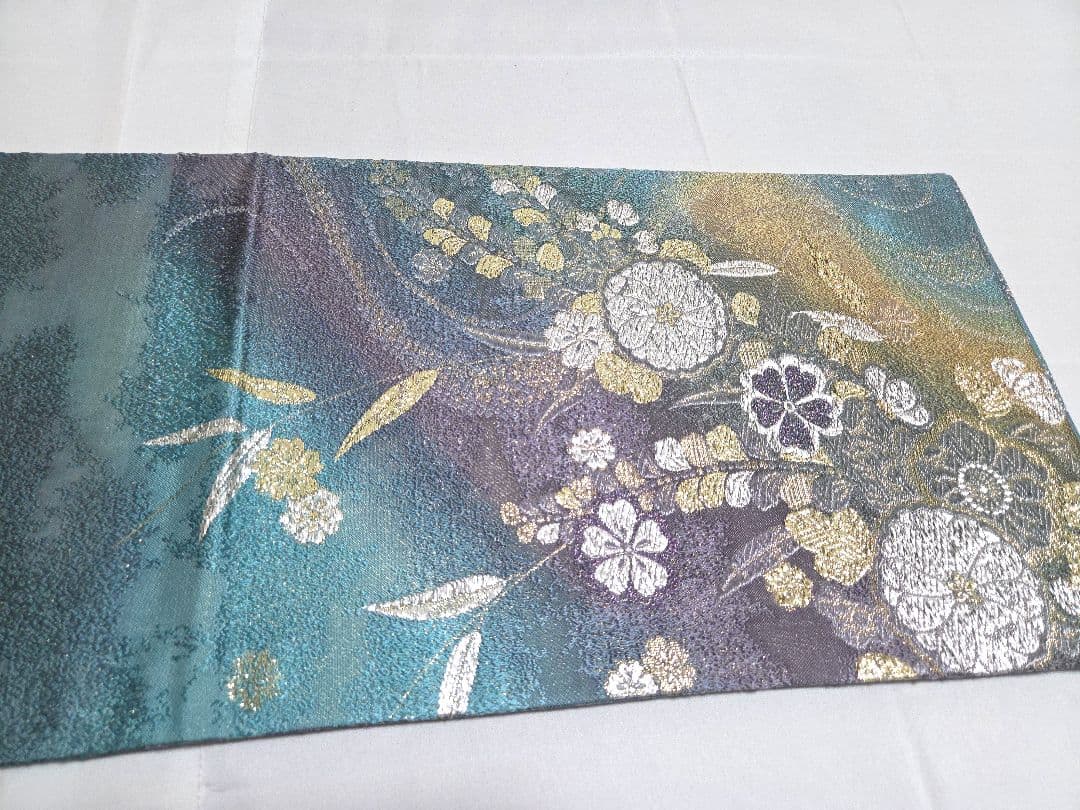 D 美品 辻が花 金通し グラデーション 六通 正絹 フォーマルな袋帯