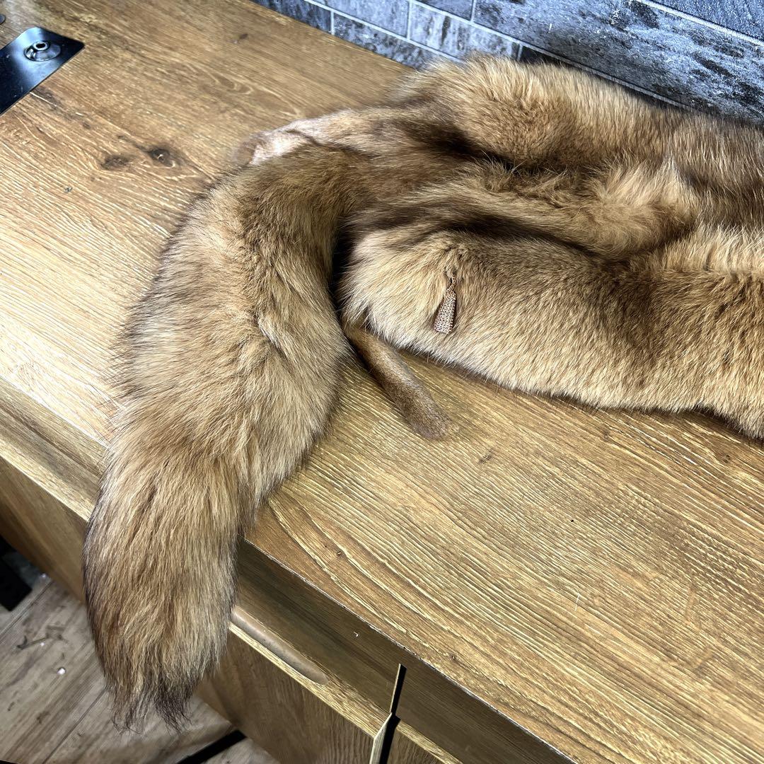 【美品】【希少】　フォックス　青狐　リアルファー　毛皮　襟巻　剥製　頭足付