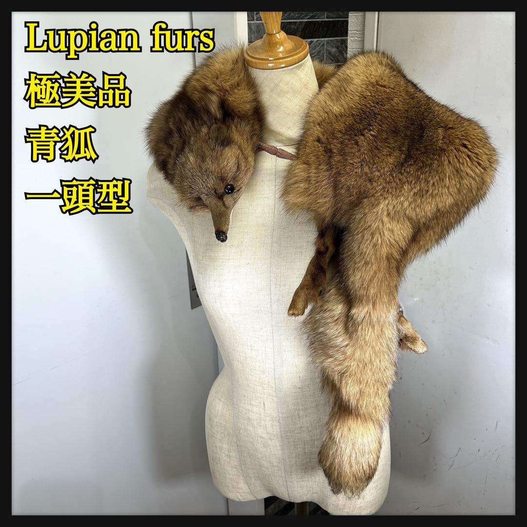 【美品】【希少】　フォックス　青狐　リアルファー　毛皮　襟巻　剥製　頭足付