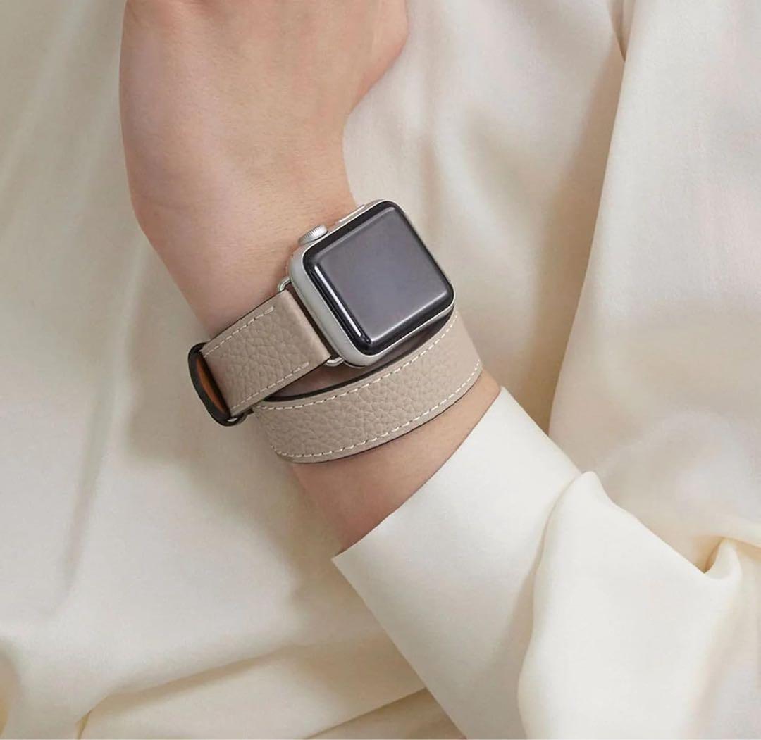 【新品】[BONAVENTURA］アップルウォッチレザーバンド グレージュ