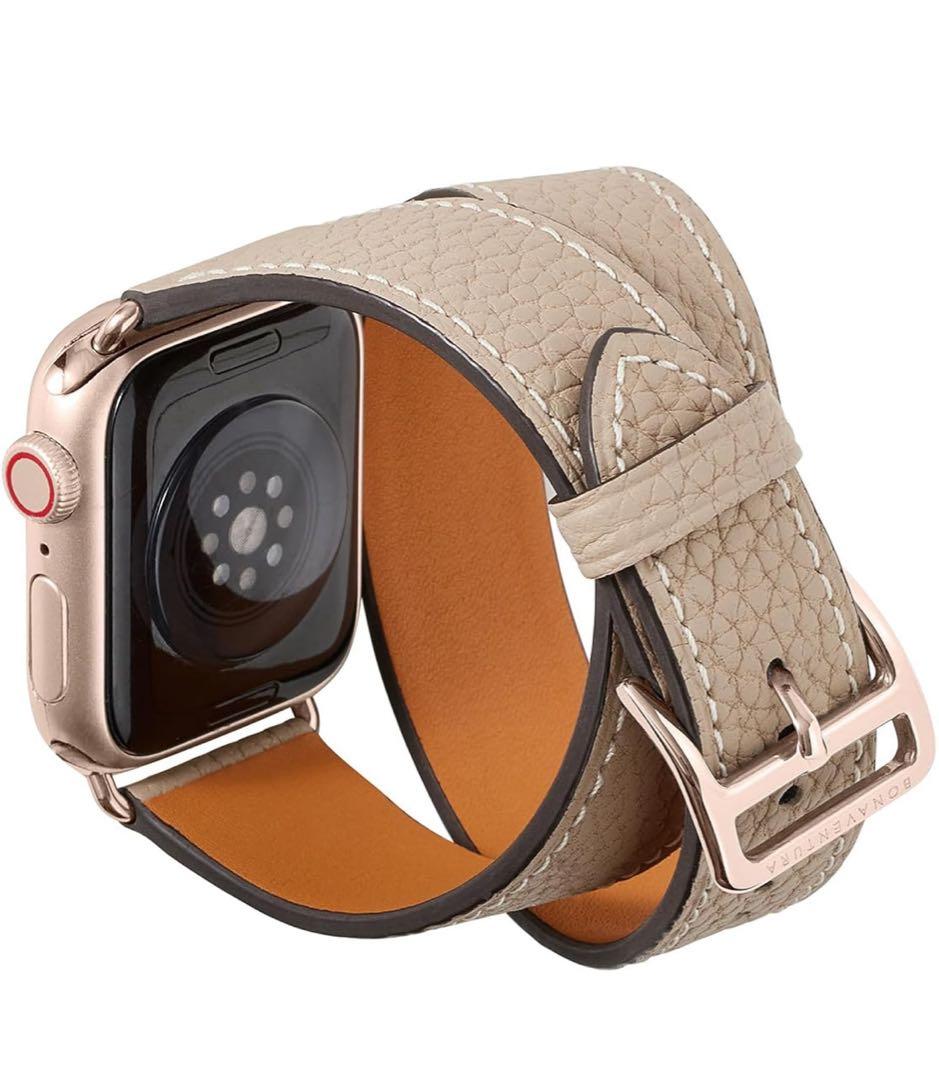 【新品】[BONAVENTURA］アップルウォッチレザーバンド グレージュ