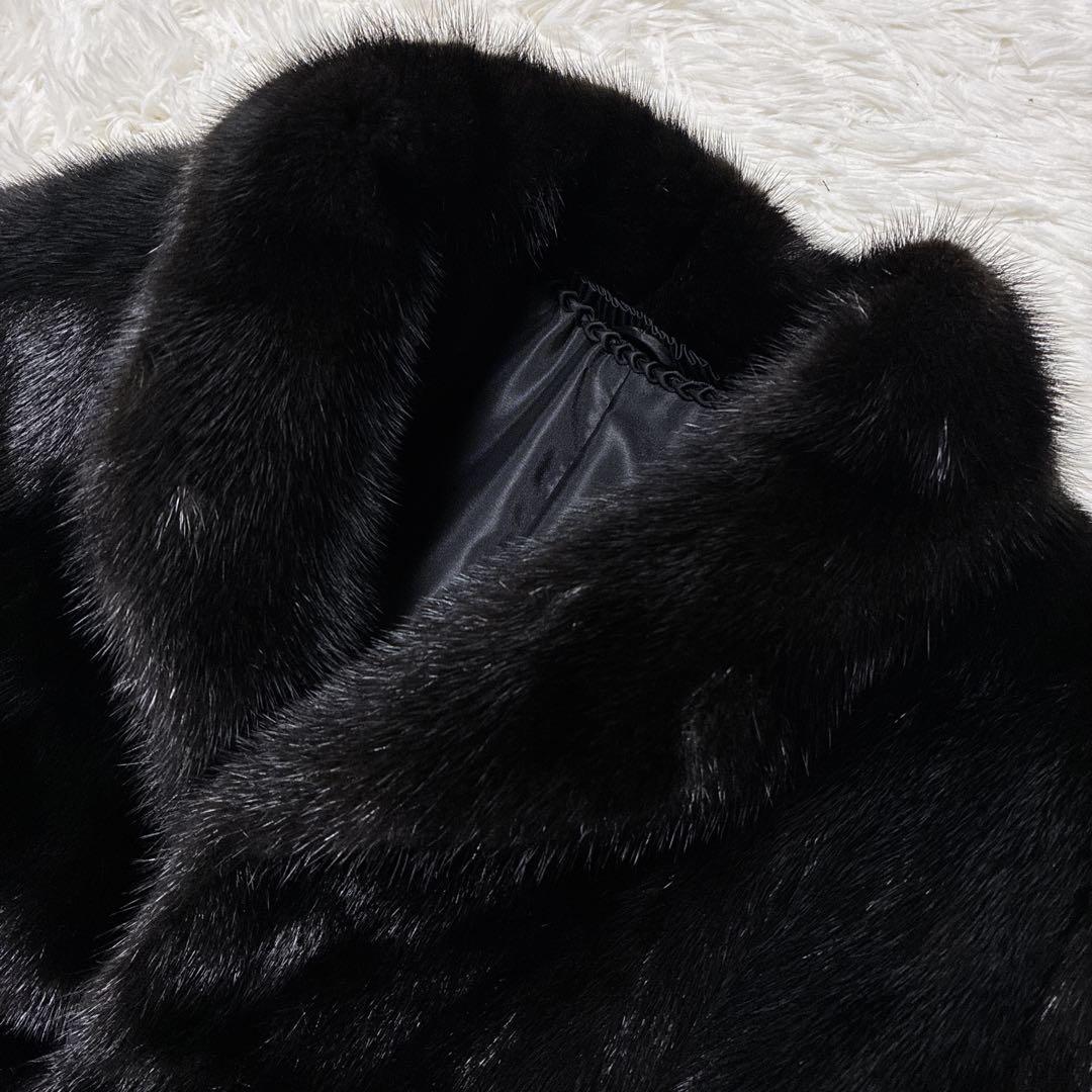 ブラックミンク　リアルファーコート　黒　大きいサイズ　艶　光沢　毛皮　高級感