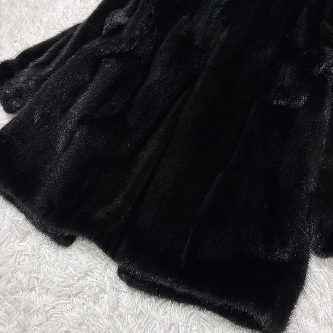 ブラックミンク　リアルファーコート　黒　大きいサイズ　艶　光沢　毛皮　高級感