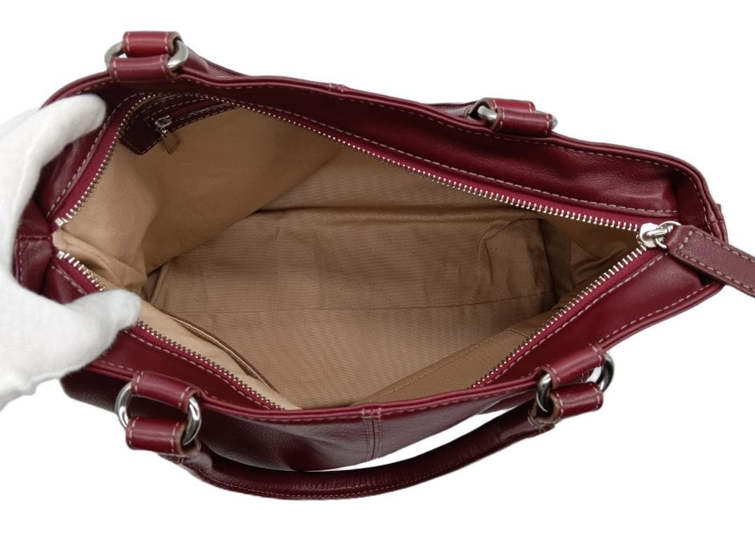 土屋鞄製造所 2wayギャザーショルダーバッグ ワインレッド系