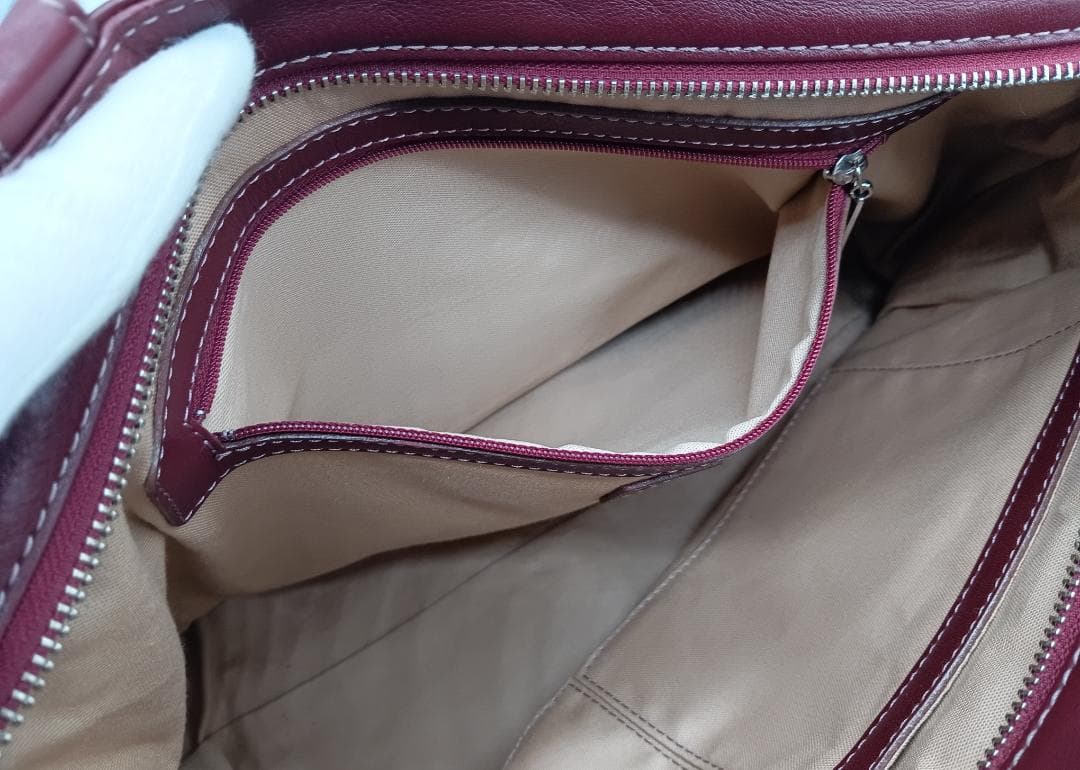 土屋鞄製造所 2wayギャザーショルダーバッグ ワインレッド系