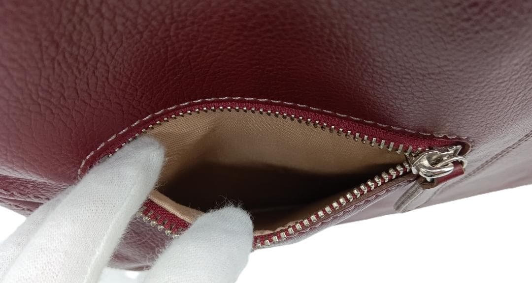 土屋鞄製造所 2wayギャザーショルダーバッグ ワインレッド系