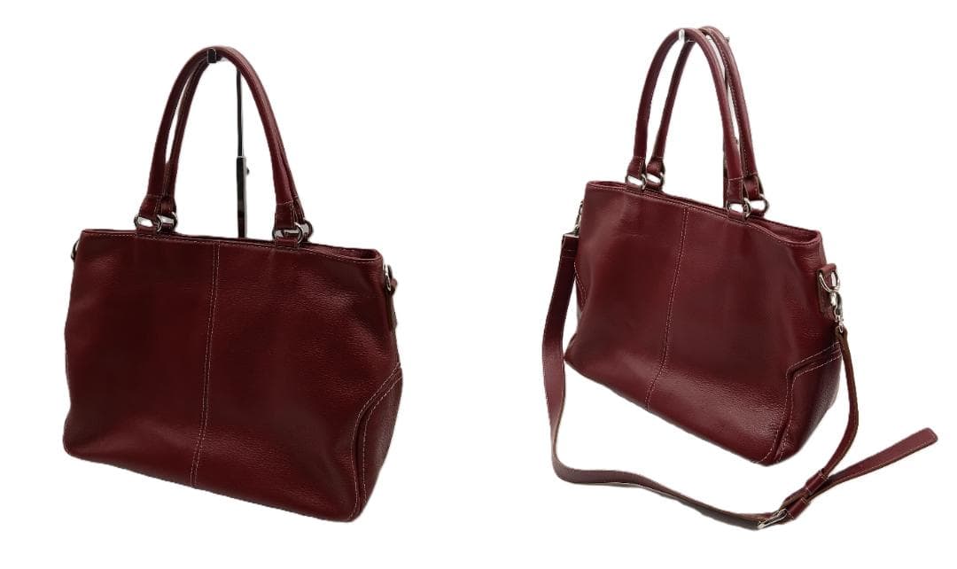 土屋鞄製造所 2wayギャザーショルダーバッグ ワインレッド系