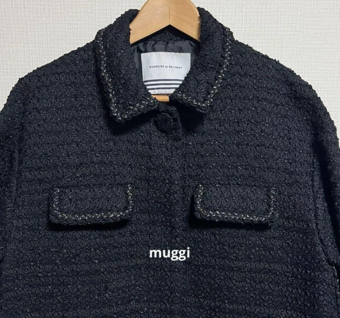 ボーダーズアットバルコニーツイード コートラメ 36ブラック