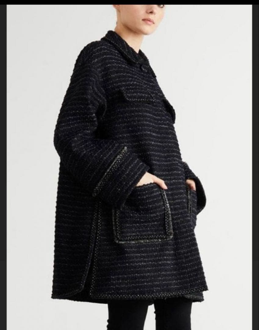 ボーダーズアットバルコニーツイード コートラメ 36ブラック