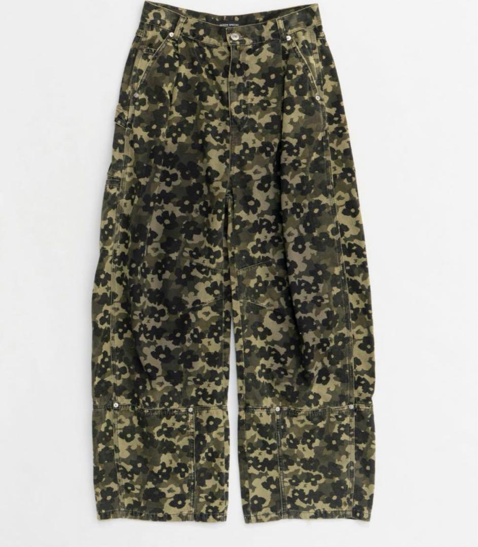 〇MAISON SPECIAL〇フラワーカモフラージュカーブパンツ