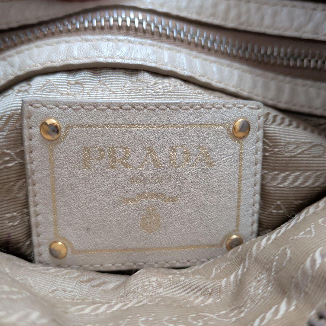 PRADA ショルダーバッグ ベージュ/ホワイト ID(ネーム)ケース付き