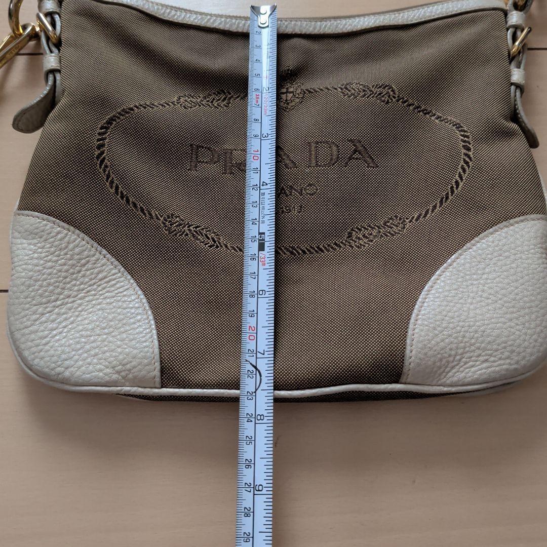 PRADA ショルダーバッグ ベージュ/ホワイト ID(ネーム)ケース付き