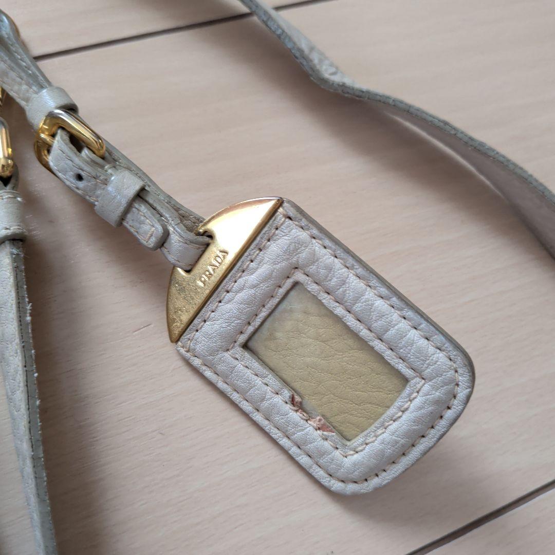 PRADA ショルダーバッグ ベージュ/ホワイト ID(ネーム)ケース付き