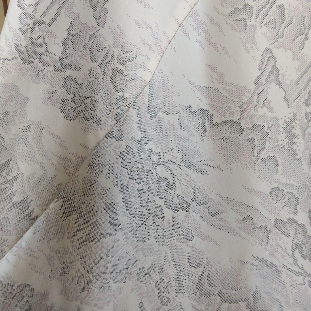 白大島紬解き生地からバイアス仕立てロングフレアーワンピース　L寸